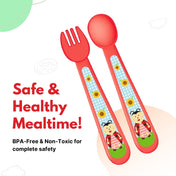 Adore Spoozy Baby Spoon & Fork Set- Red