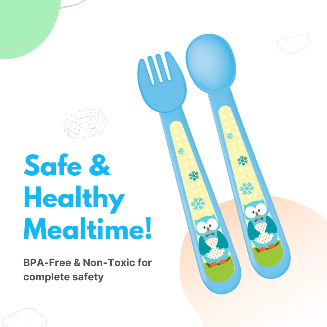 Adore Spoozy Baby Spoon & Fork Set- Blue