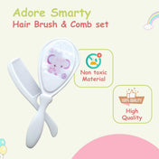 Adore Smarty Baby Hair Brush & Comb Set- Pink Elephant