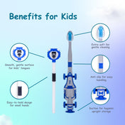 Adore Wroom F1 Car Theme Toothbrush with Moomba Tongue Cleaner- Pack of 2 Blue