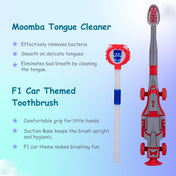 Adore Wroom F1 Car Theme Toothbrush with Moomba Tongue Cleaner- Pack of 2 Red