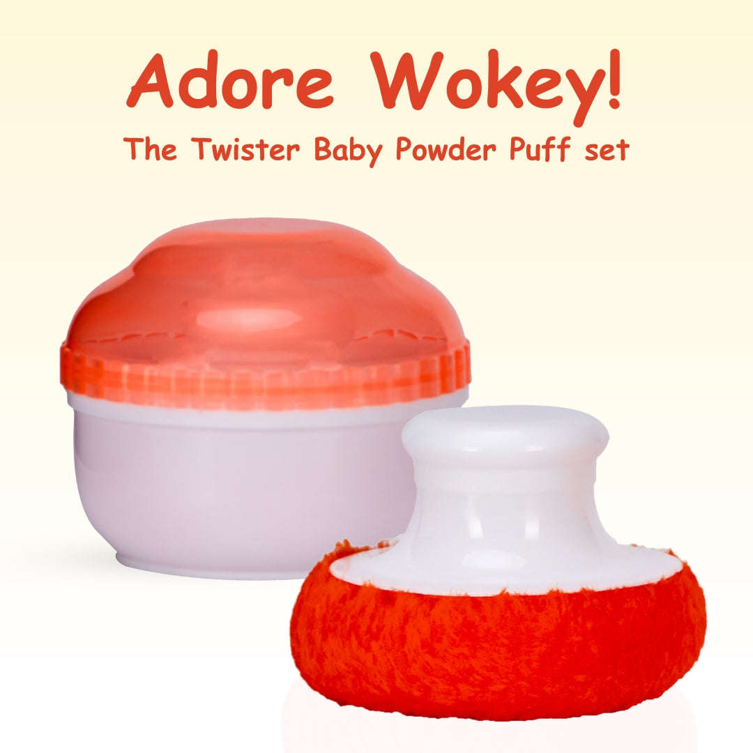 Adore Wokey! The Twist to Open Powder Puff Case set- Orange