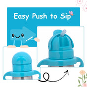 Adore Gracious! Stainless Steel Straw Sipper with Twin Handle 290ml- Blue Toucan