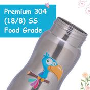 Adore Gracious! Stainless Steel Straw Sipper with Twin Handle 290ml- Blue Toucan