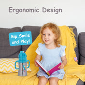 Adore Gracious! Stainless Steel Straw Sipper with Twin Handle 290ml- Blue Toucan