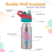 Adore Helios! Double Wall Insulated Stainless Steel Sipper 350ml- Pink Mermaid