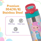 Adore Helios! Double Wall Insulated Stainless Steel Sipper 350ml- Pink Mermaid