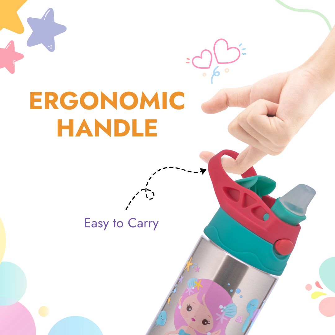 Adore Helios! Double Wall Insulated Stainless Steel Sipper 350ml- Pink Mermaid