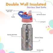 Adore Helios! Double Wall Insulated Stainless Steel Sipper 350ml- Purple Unicorn