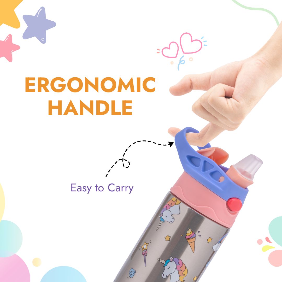 Adore Helios! Double Wall Insulated Stainless Steel Sipper 350ml- Purple Unicorn