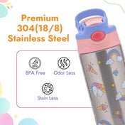 Adore Helios! Double Wall Insulated Stainless Steel Sipper 350ml- Purple Unicorn