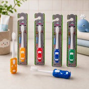 Adore Zoom! Kids Racking Theme Toothbrush with Suction Base- Pack of 4- Multicolor
