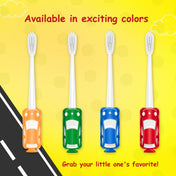 Adore Zoom! Kids Racking Theme Toothbrush with Suction Base- Pack of 4- Multicolor