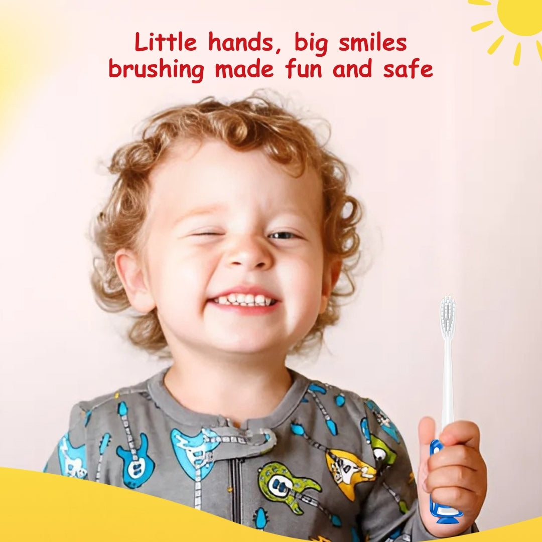 Adore Zoom! Kids Racking Theme Toothbrush with Suction Base- Pack of 4- Multicolor