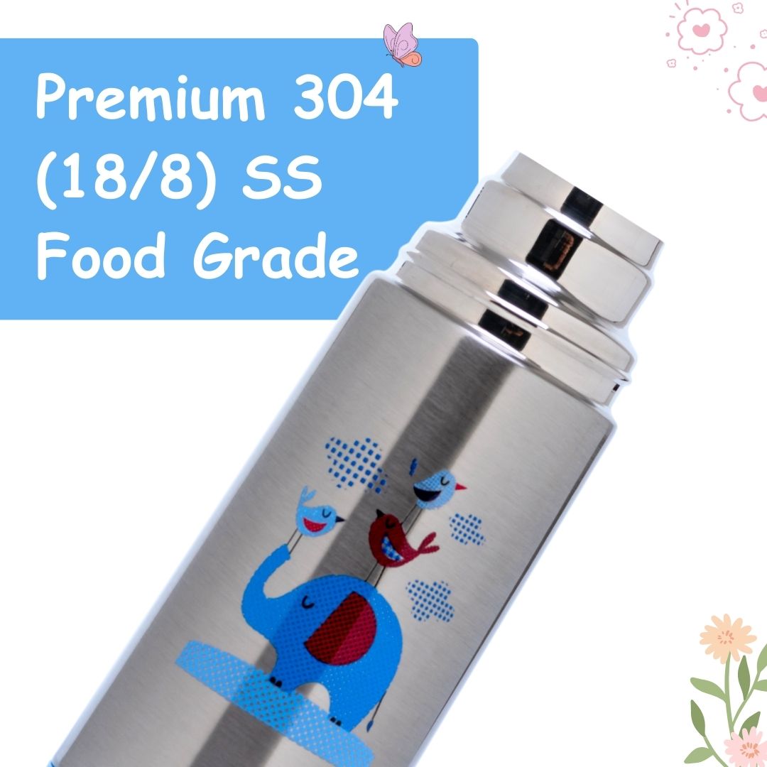 Adore Lucido Double Wall insulated Straw Sipper with Adjustable Strap - 350ml Blue