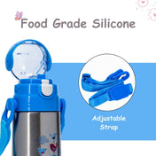 Adore Lucido Double Wall insulated Straw Sipper with Adjustable Strap - 350ml Blue