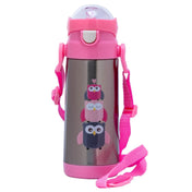 Adore Lucido Double Wall insulated Straw Sipper with Adjustable Strap - 350ml Pink