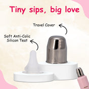 Adore Dr. Feed D1 Stainless Steel Double Wall Insulated Feeding Bottle with Anti- Colic Teat 300ml Pink