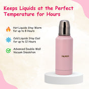 Adore Dr. Feed D1 Stainless Steel Double Wall Insulated Feeding Bottle with Anti- Colic Teat 300ml Pink