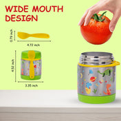 Adore Rabbito - The Stainless Steel Insulated Food jar with Spork- 350ml - Green