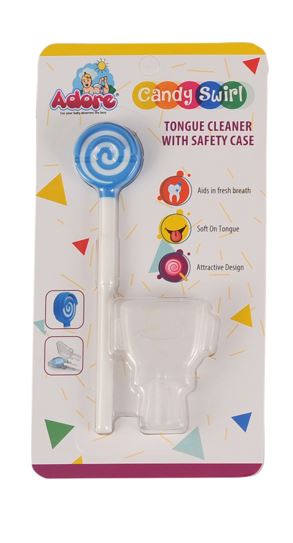Adore Candyswirl Tongue Cleaner With Safety Case - Pack of 4