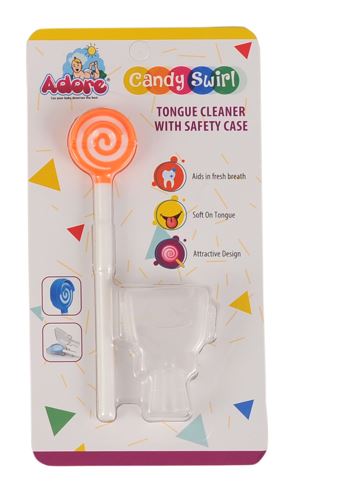 Adore Candyswirl Tongue Cleaner With Safety Case - Pack of 4