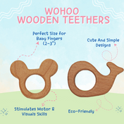Adore Wohoo! Wooden Teethers- Pack of 2- WHALE +MICK