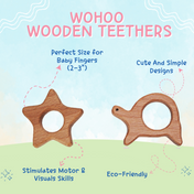 Adore Wohoo! Wooden Teethers- Pack of 2- STAR+TURTLE