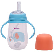 Adore Great Britain Wide Neck Straw Sipper with Gravity Ball and Twin Handle- 250ml New Blue