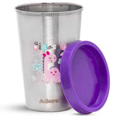 Adore Uno Printed Stainless Steel Tumbler with Spill Proof Lid 300 ml - Purple