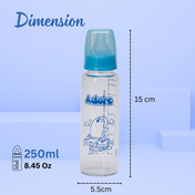 Adore Glaze Senior 2 Stage Glass Feeding Bottle with Anti- Colic Teat -250ml- Blue