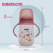 Adore Scotland Wide neck Soft Straw Sipper with Twin Handle-250ml- Pink