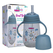 Adore Great Britain Wide Neck Straw Sipper with Gravity Ball and Twin Handle- 250ml Blue