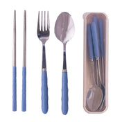 Adore Bon Vivant Portable Cutlery Set with Anti Bacterial Storage Case Sky Blue
