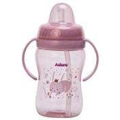 Adore SPARRO Soft Straw Sipper with Dust Free Cap and Twin Handle 270ml - Pink