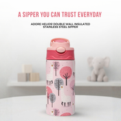 Adore Helios! Double Wall Insulated Stainless Steel Sipper 350ml- Pink Animal