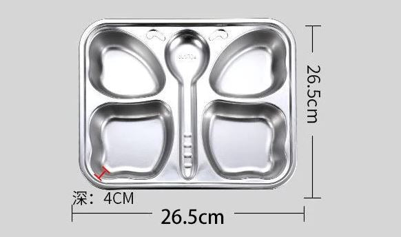 Adore Eatza - The Stainless Steel Feeding Plate with 4 Compartments- Butterfly