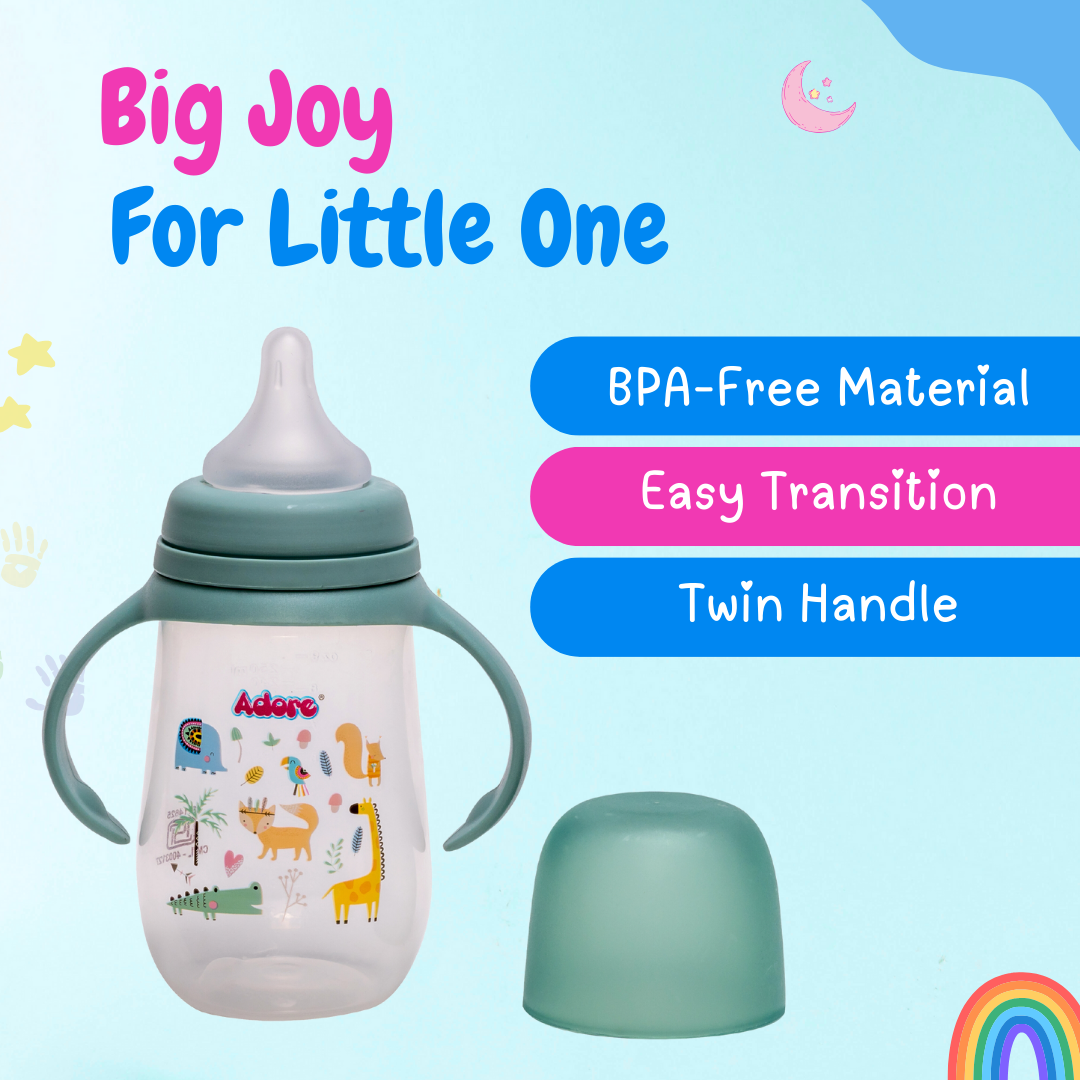 Adore Magnum Opus 4 Stage Wide Neck Feeding Bottle with Twin Handle- Green