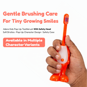 Adore Kids Pop Up Toothbrush with Safety Head Attractive Character - Orange Tiger