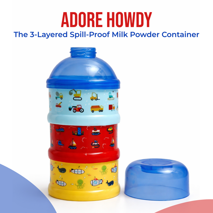 Adore Howdy- The 3 Layered Spill Proof Milk Powder Container - Blue- 120ml