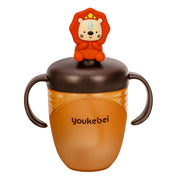 Adore Simbha- The Silicon Straw Sipper with Gravity Ball & Twin Handle 210ml Brown