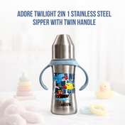 Adore Twilight 2in 1 Stainless Steel Sipper with Twin Handle 250ml - Blue Transport
