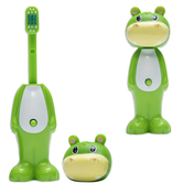 Adore Kids Pop Up Toothbrush with Safety Head Attractive Character - Green Hippo