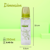 Adore Glaze Senior 2 Stage Glass Feeding Bottle with Anti- Colic Teat -250ml- Green