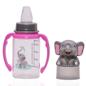 Adore BUNK! Character Hood Glass Spout Sipper with Twin Handle- 125ml- Elephant