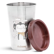 Adore Uno Printed Stainless Steel Tumbler with Spill Proof Lid 300 ml - Brown