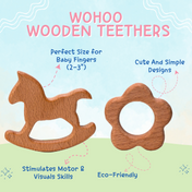 Adore Wohoo! Wooden Teethers- Pack of 2- HORSE+FLOWER