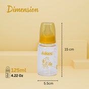 Adore Glaze Junior 2 Stage Borosilicate Glass Feeding Bottle 125ml- Yellow