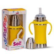 Adore Soi! The Wideneck Silicon Straw with Gravity Ball stainless steel sipper with Sleeve- 250ml Yellow