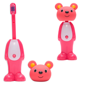 Adore Kids Pop Up Toothbrush with Safety Head Attractive Character - Pink Teddy